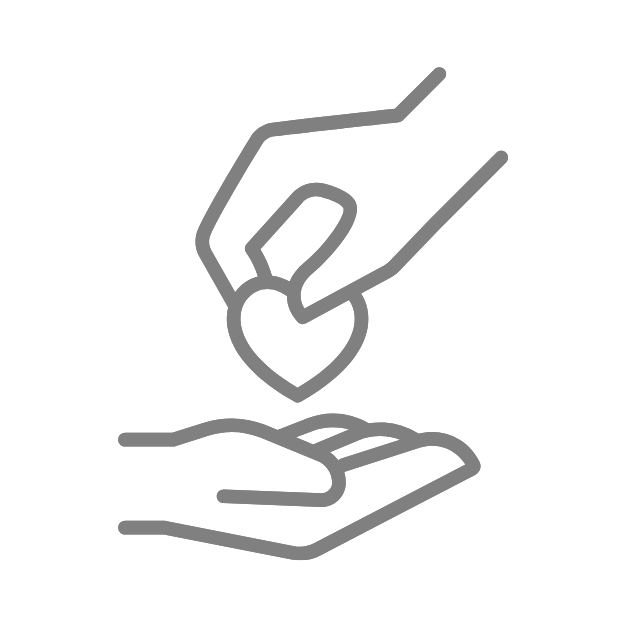 Hand gibt Herz in andere Hand Icon